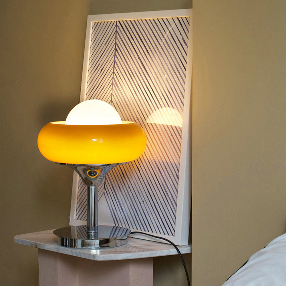 Szklana Lampa Stołowa Bauhaus w Stylu Vintage