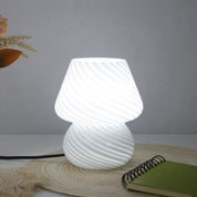 Szklana Lampa Stołowa w Kształcie Grzybka z Efektem Spiralnym