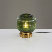 Szklana Lampa Stołowa z Ryflowanym Kloszem