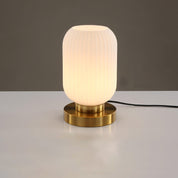 Szklana Lampa Stołowa z Ryflowanym Kloszem