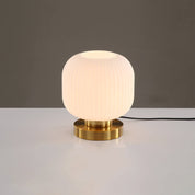Szklana Lampa Stołowa z Ryflowanym Kloszem