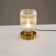 Szklana Lampa Stołowa z Ryflowanym Kloszem
