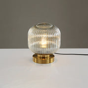 Szklana Lampa Stołowa z Ryflowanym Kloszem