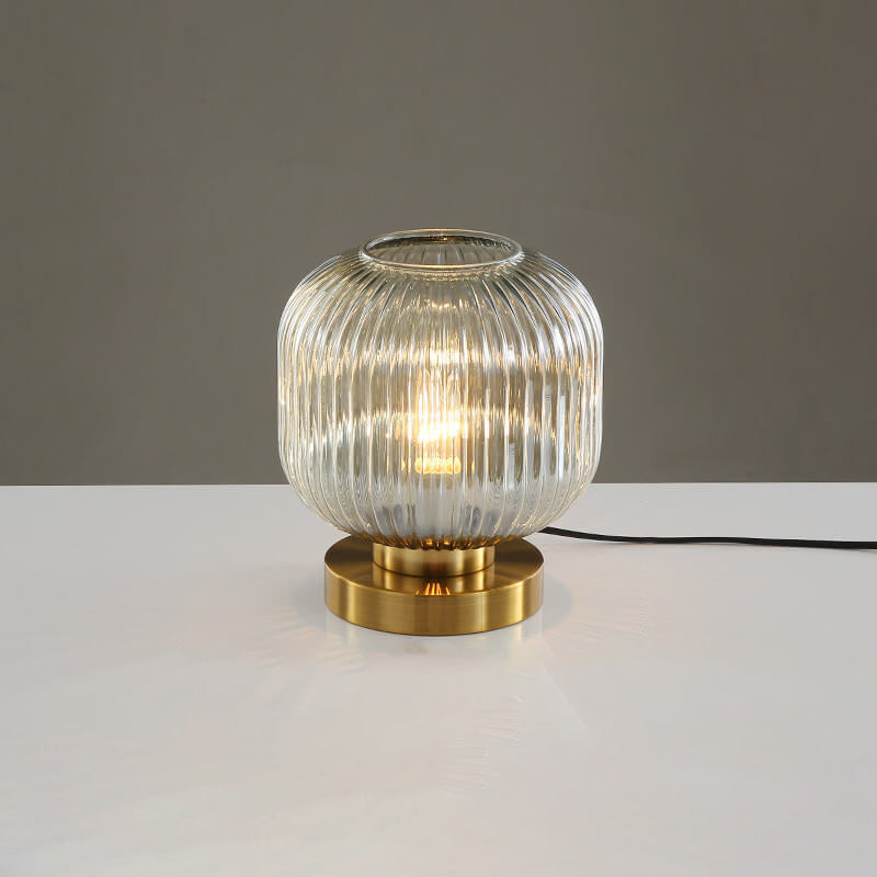 Szklana Lampa Stołowa z Ryflowanym Kloszem