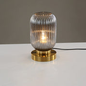 Szklana Lampa Stołowa z Ryflowanym Kloszem