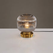 Szklana Lampa Stołowa z Ryflowanym Kloszem