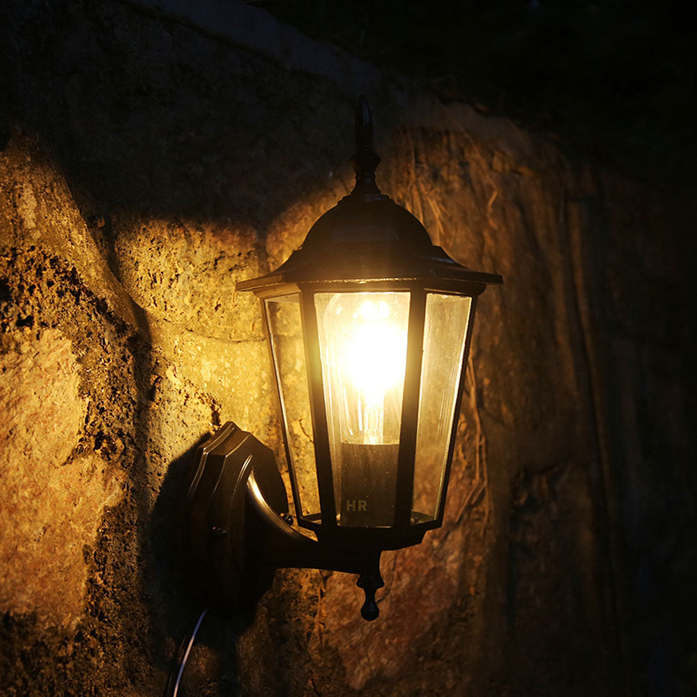 Szklana Zewnętrzna Lampa Ścienna do Ogrodu | Styl Retro