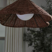 Wiklinowa Lampa Wisząca w Stylu Vintage z Falistym Kloszem