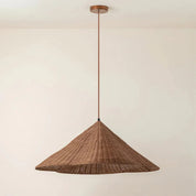 Wiklinowa Lampa Wisząca w Stylu Vintage z Falistym Kloszem