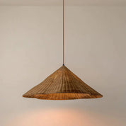 Wiklinowa Lampa Wisząca w Stylu Vintage z Falistym Kloszem