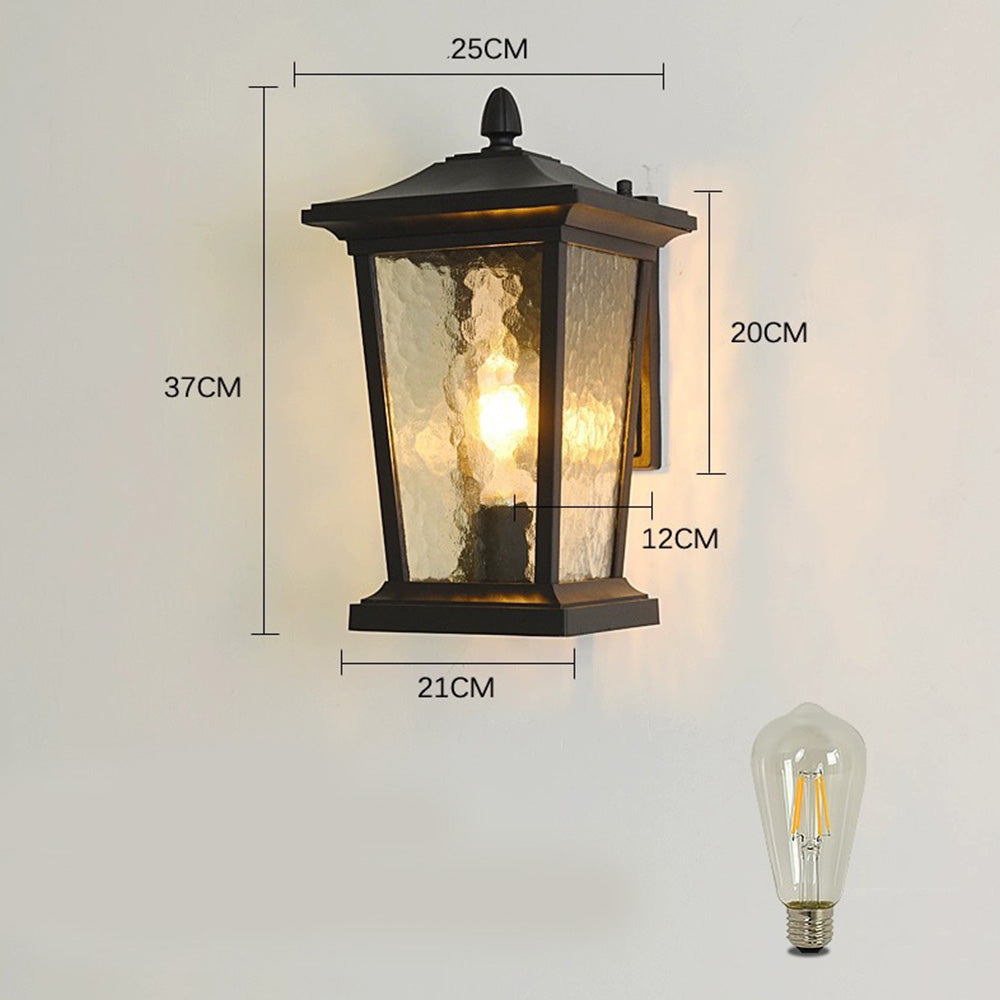 Wodoodporna Zewnętrzna Lampa Ścienna z Kloszem Szklanym w Stylu Farmhouse