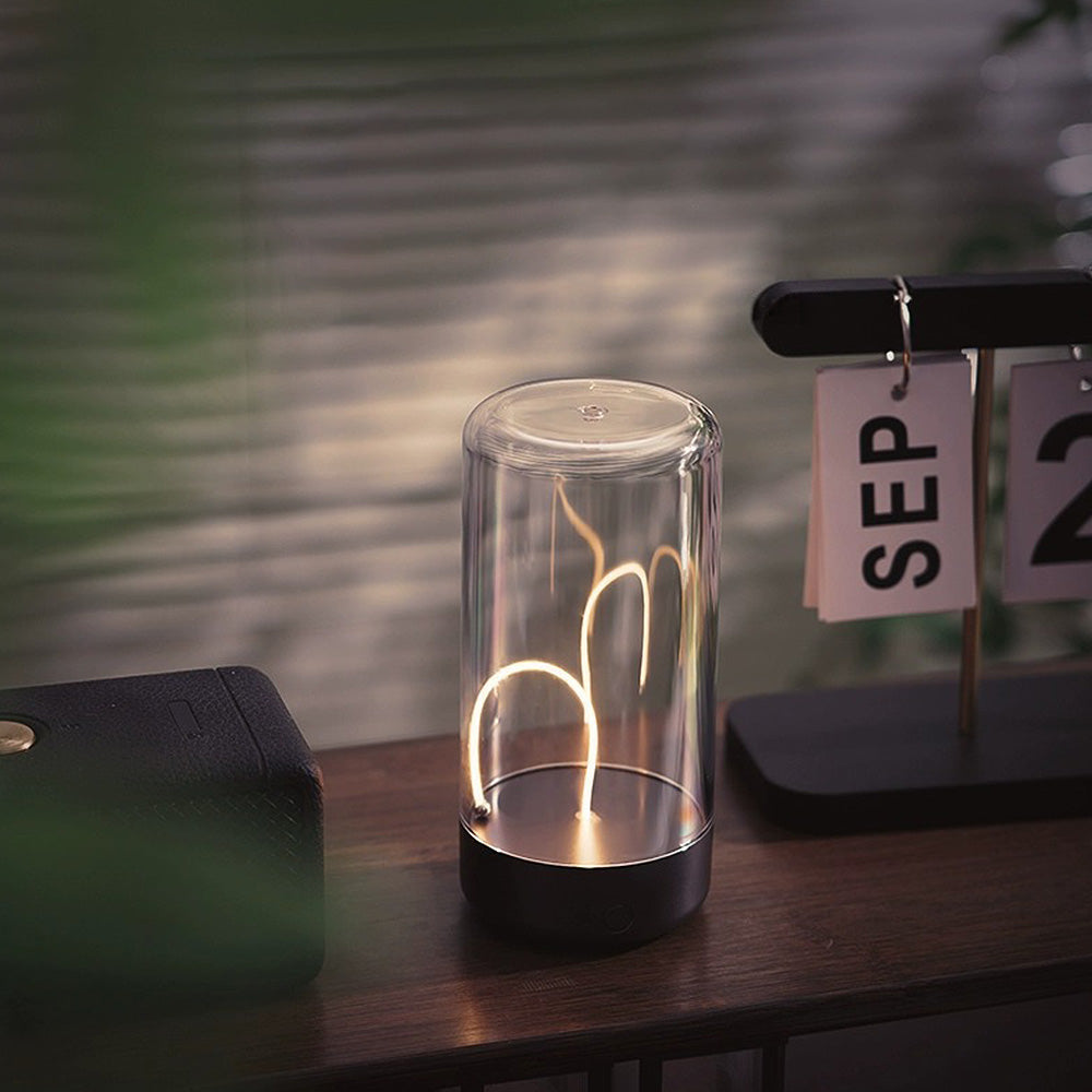 Współczesna Mini Lampa Stołowa z Przezroczystego Akrylu z Magnetyczną Podstawą
