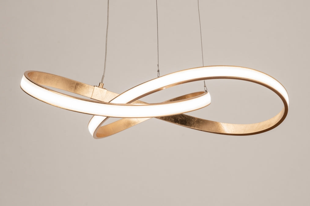 Złota Okrągła Lampa Wisząca Ø 60 cm – Nowoczesna Klasyka