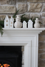 Zestaw 2 Ceramicznych Bałwanków LED – Ozdoba Świąteczna