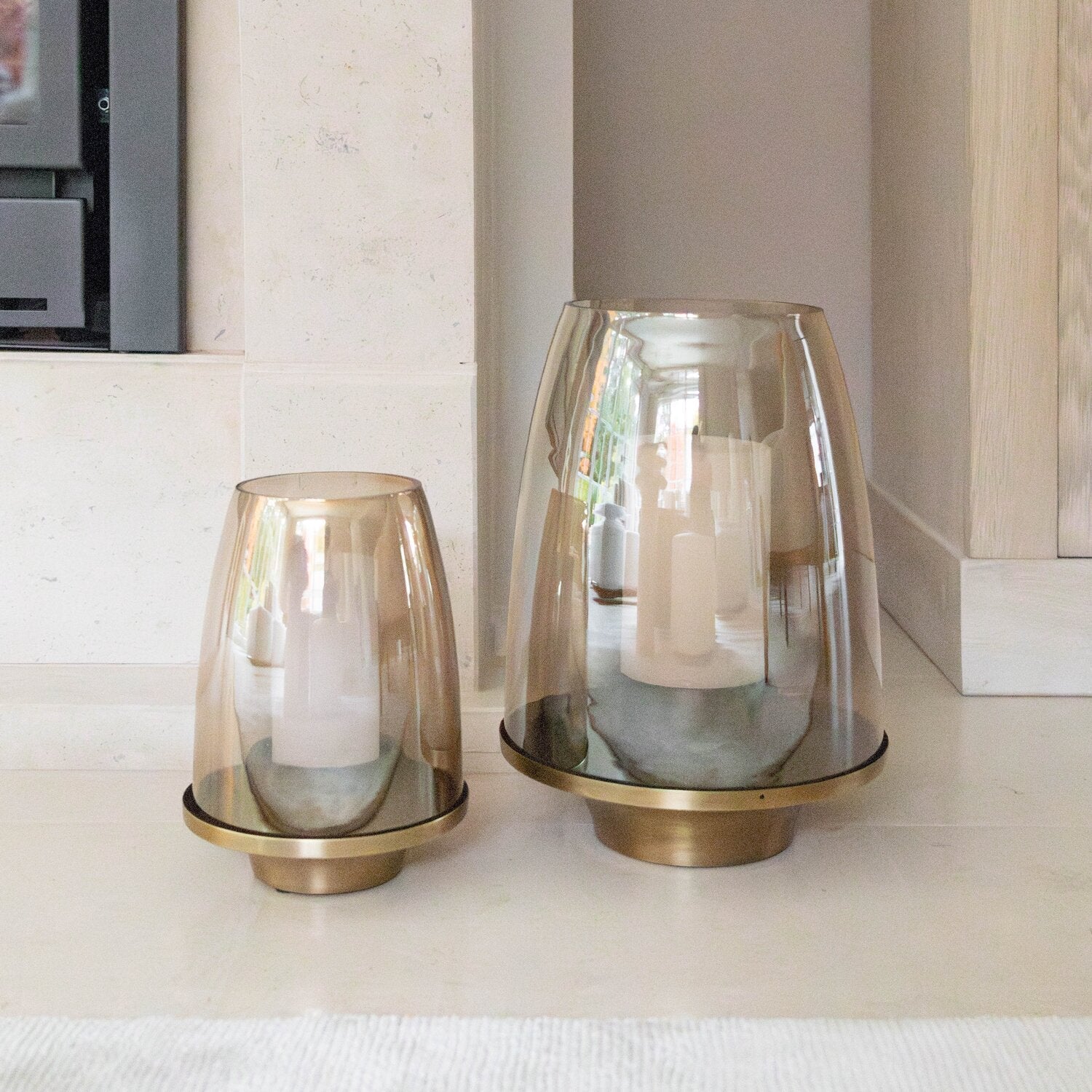 Zestaw 2 szklanych lampionów z grubego szkła