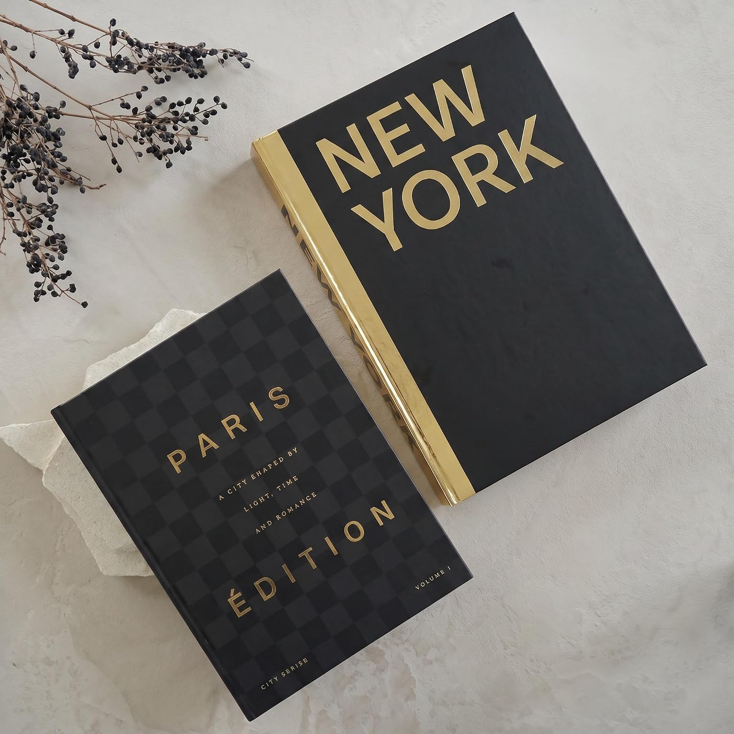 Decorative Storage Book Set (Black and Gold)
