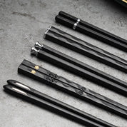 Set of Reusable Alloy Chopsticks with Decorative Finish