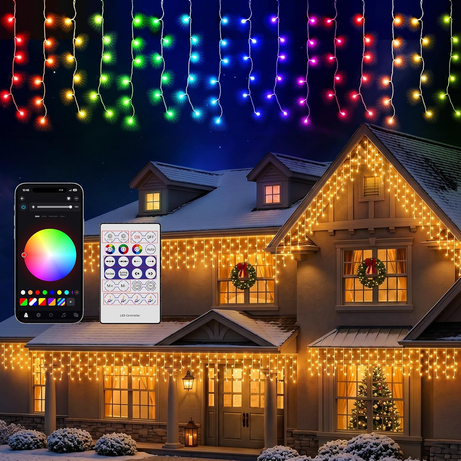 Kurtyna Świetlna LED Sople 10 m, 400 LED – IP44, Timer