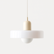 Lampa Wisząca w Stylu Bauhaus – Mleczny Klosz, Biała, Zielona lub Żółta – Biały