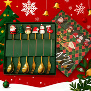 Christmas Dessert Cutlery Set – Gold Spoons & Forks