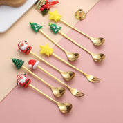 Christmas Dessert Cutlery Set – Gold Spoons & Forks